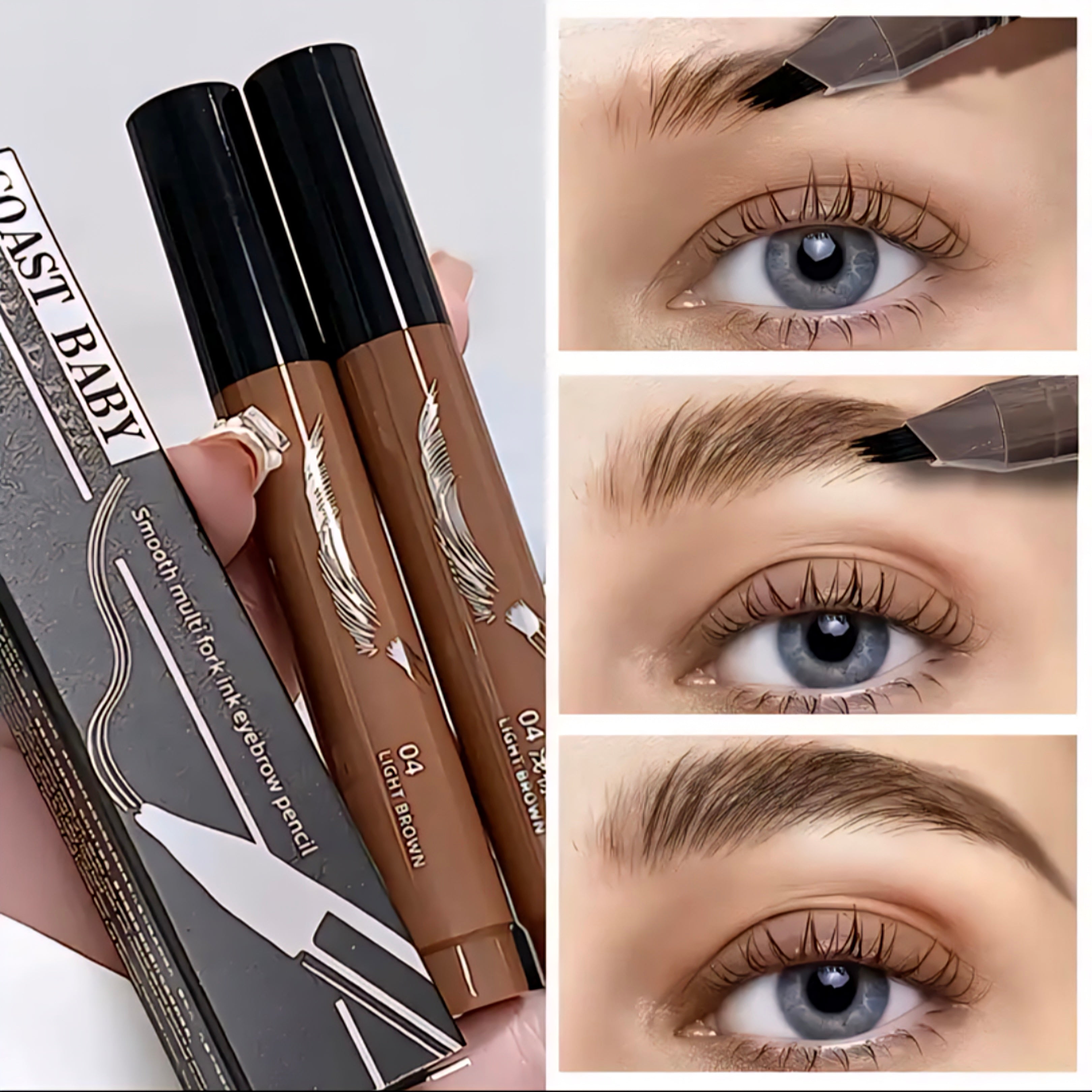 Magic 4-Fork Waterproof Eyebrow Pencil (Microblading Effect)