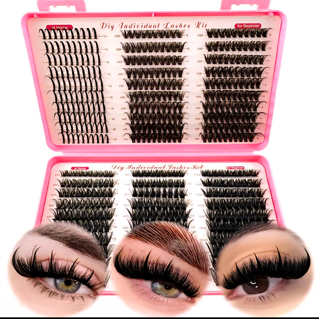 Premium DIY Individual Eyelash Extension Kit (60 Rows + Glue & Tweezer)