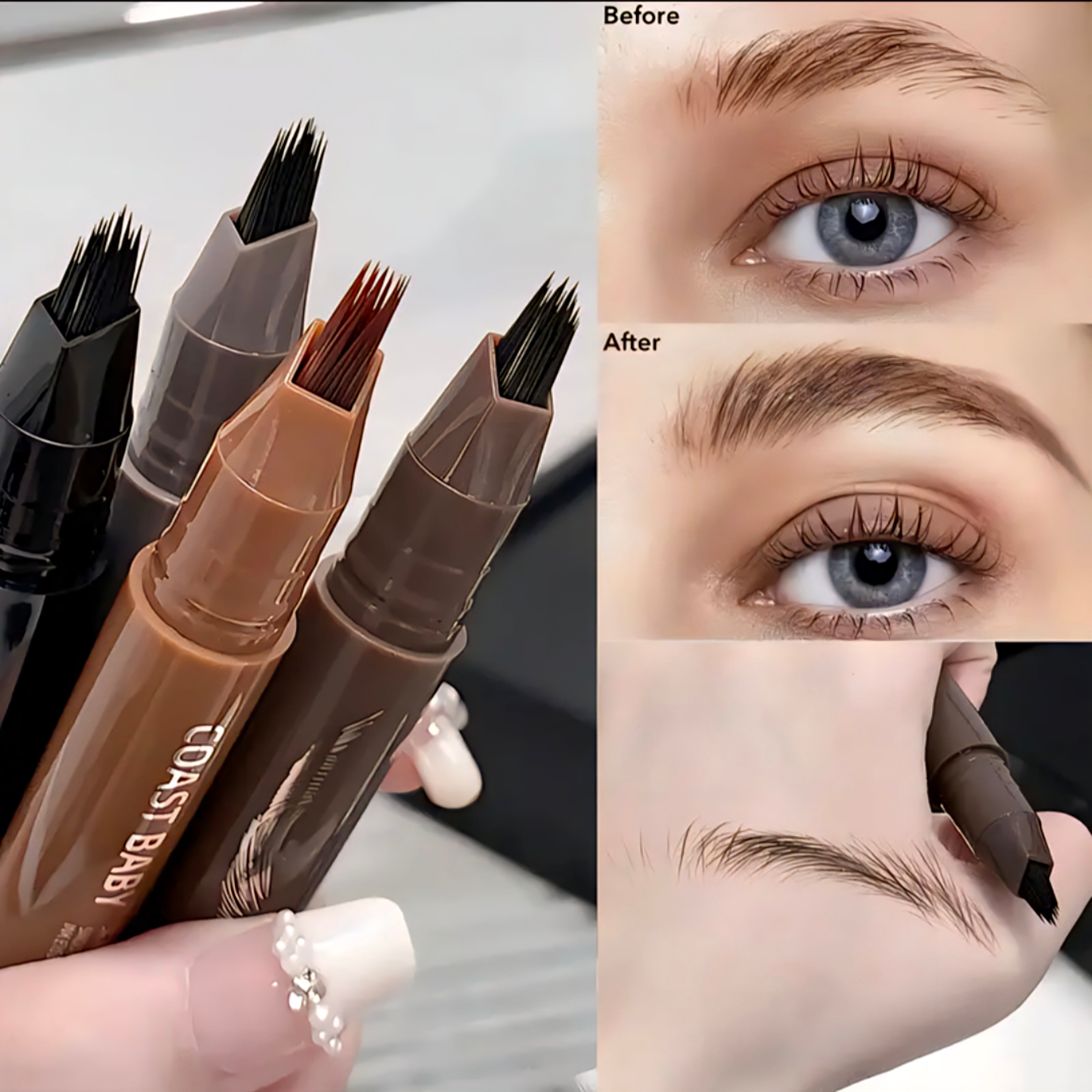 Magic 4-Fork Waterproof Eyebrow Pencil (Microblading Effect)
