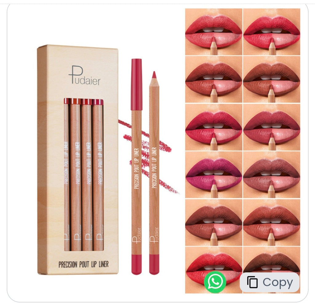 Pudaier 12-Color Matte Lip Liner & Lipstick Pencil Set